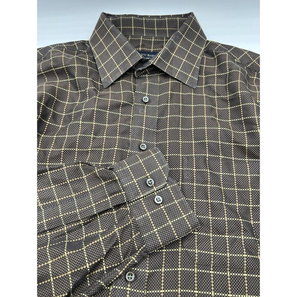 Scott Barber Other - Scott Barber Dress Shirt Mens XL Brown Color Check Plaid Cotton‎ Woven